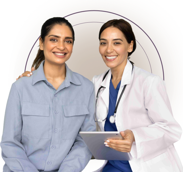 Female doctor consulting with a patient during a women’s health appointment in a modern clinic